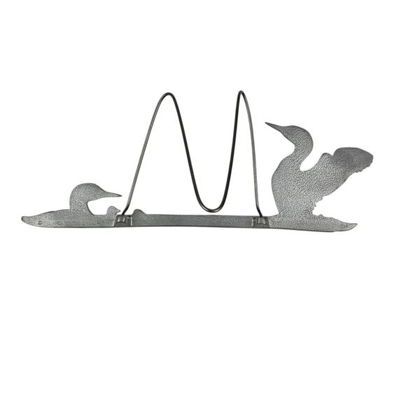 Vintage Amos Pewter Canada Loons Picture Card Postcard Holder Bird Decor 1992 - Picture 4 of 6